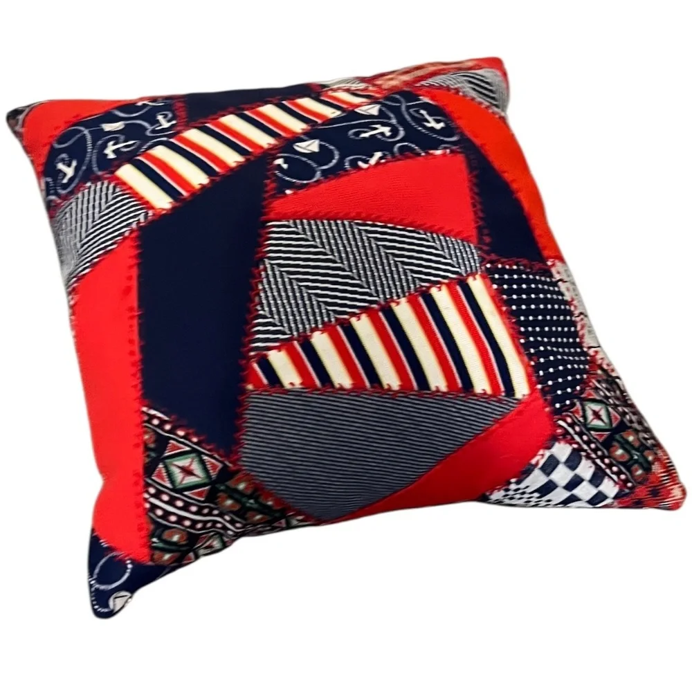 Handmade patchwork decorative Americana/Nautical theme throw pillow- NEW